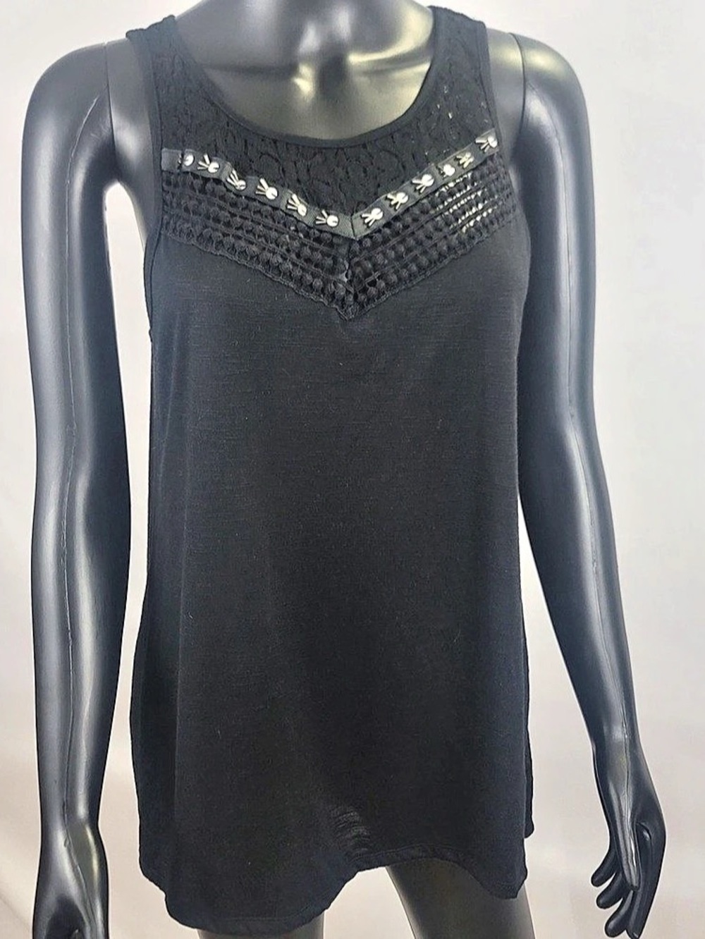 Candie's Embellished Black Tank Top Size Large